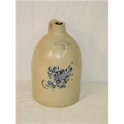 2 GAL. HAXSTUN & CO. FORT EDWARD NY JUG W/ FLORAL