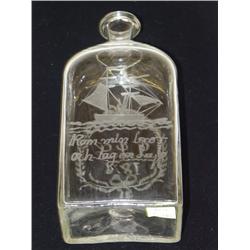 7 1/2 STIEGEL-TYPE DECANTER-CLEAR W/ ETCHED 1876 