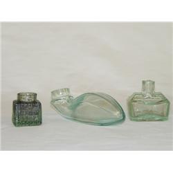 LOT (3) INKS: (1) ODD SHAPED AQUA INK (5 1/4 L X 