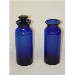 PR. PONTILED COBALT DRUGGIST BOTTLES-MISSING ONE 