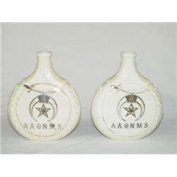 PR. 4 3/4 H PORCELAIN MASONIC FLASKS-MADE IN GERM