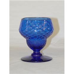 COBALT STIEGEL-TYPE PATTERN MOLDED PEDESTAL SALT-