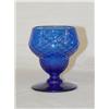 Image 1 : COBALT STIEGEL-TYPE PATTERN MOLDED PEDESTAL SALT-