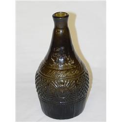7 3/4 KEENE GEOMETRIC BLOWN 3-MOLD DECANTER-OLIVE