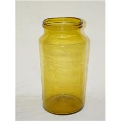 BRIGHT HONEY YELLOW UTILITY JAR W/ APPLIED LIP (1