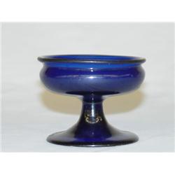 COBALT BLUE PATTERN MOLDED PEDESTALED SALT-OPEN P