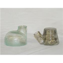 LOT (2) INKS: (1) SMALL 8 SIDED CLEAR TEA KETTLE 
