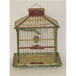 16 PAINTED TIN VICTORIAN BIRDCAGE - PAINT LOSSES 