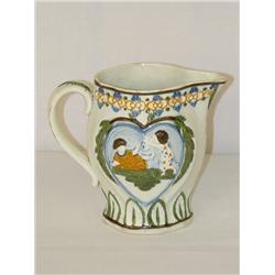 4 3/4 PRATTWARE PITCHER W/ EMBOSSED DECORATION OF