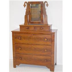 40 EMPIRE MAHOGANY 3 DRAWER CHEST W/ 2 DRAWER DEC