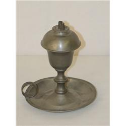 5 1/4 PEWTER CHAMBERSTICK WHALE OIL LAMP UNMARKED
