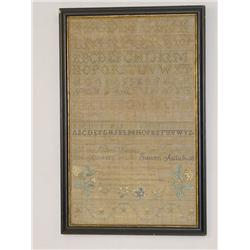 FRAMED NEW ENGLAND 19TH CENT. NEEDLEWORK SAMPLER 