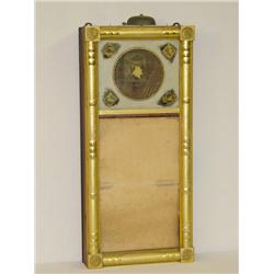 19TH CENT. NH GILT SPLIT COLUMN MIRROR CLOCK W/ R