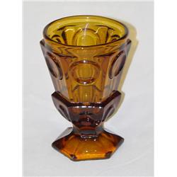 5 NEW ENGLAND AMBER GLASS SPOONER-ELIPSE PATTERN 
