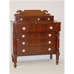 43 EMPIRE MAHOGANY 4 DRAWER CHEST W/ 2 DRAWER DEC