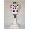 Image 1 : 12 SANDWICH WHITE CUT TO CRANBERRY OVERLAY LAMP W