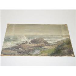 19TH CENT. OIL ON CANVAS OF COASTAL LANDSCAPE-UNS