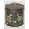 Image 1 : 7 1/4 19TH CENT. TOLEWARE CANISTER W/ LEAFY FLORA