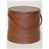 Image 1 : 14 RED PAINTED WOODEN BANDED FIRKIN W/ WOODEN SWI