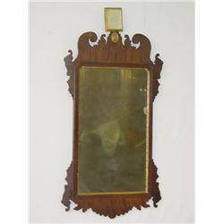 18TH CENT. CHIPPENDALE MAHOGANY LOOKING GLASS W/ 
