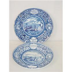 (2) 10 1/4 STAFFORDSHIRE BLUE & WHITE AMERICA IND