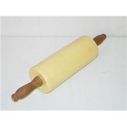 15 YELLOW WARE ROLLING PIN W/ WOODEN HANDLES