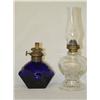 Image 1 : LOT (2) MINIATURE OIL LAMPS: (1) 3 1/2 COBALT DIA