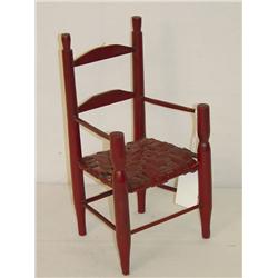 12 19TH CENT. PAINTED TOY LADDERBACK ARM CHAIR W/