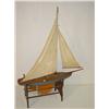 Image 1 : 30 PAINTED WOODEN POND BOAT W/ CANVAS SAIL & META