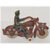 Image 1 : 7 1/2 CHAMPION CAST IRON MOTORCYCLE W/ DRIVER-RED
