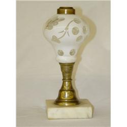 8 1/2 SANDWICH CUT OVERLAY LAMP-WHITE CUT TO CLEA