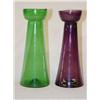Image 1 : (2) COLORED HYACINTH VASES: (1) 8 1/4 AMETHYST & 