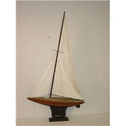 20 PAINTED WOODEN POND BOAT-MIXED WOODS W/ FULL S