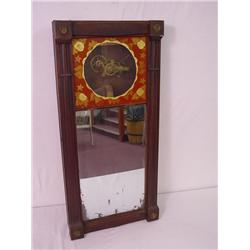 19TH CENT. NH MIRROR CLOCK-SQUARE SPLIT COLUMNS W