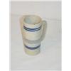 Image 1 : 5 3/4 STONEWARE HANDLED MUG W/ BLUE BANDS & TOOLE
