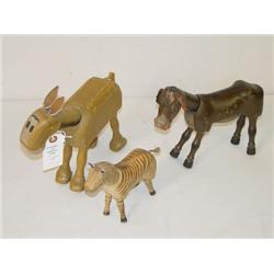 LOT (3) SCHOENHUT PAINTED WOODEN ANIMALS: (1) SPA