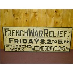 EARLY 20TH CENT. 8 FT. PAINTED SIGN FRENCH WAR RE