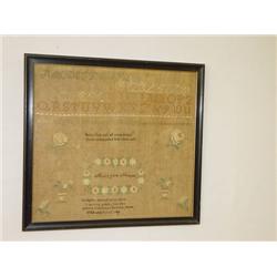 FRAMED 19TH CENT. NEW ENGLAND NEEDLEWORK SAMPLER 