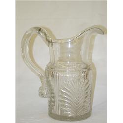 9 CLEAR SANDWICH PITCHER W/ APPLIED HANDLE-RIBBED