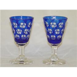 PR. 3 3/4 CUT OVERLAY CORIDALS-COBALT CUT TO CLEA