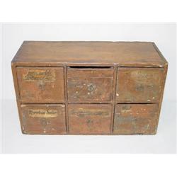 19TH CENT. 6 DRAWER APOTHECARY CHEST IN NATURAL F