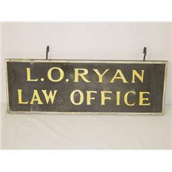 PAINTED TRADE SIGN L.O. RYAN LAW OFFICE-SAND FINI