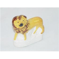 3 VICTORIAN STAFFORDSHIRE LION FIGURE-YELLOW W/ B