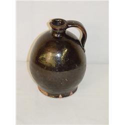 8 NEW ENGLAND REDWARE PEAR SHAPED JUG W/ BROWN GL