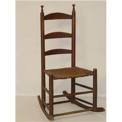 19TH CENT. LADDERBACK SIDE CHAIR W/ 3 SLATS, SPLI