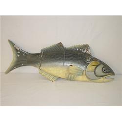 36 1/2 PAINTED HOLLOW BODY TIN FISH DECOY TRADE S