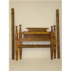 19TH CENT. MAPLE & PINE 4 POST ROPE BED W/ SHAPED