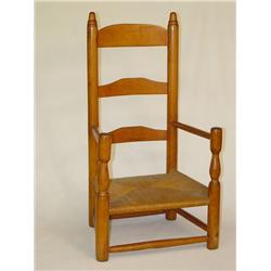 19TH CENT. CHILDS MAPLE & ASH LADDERBACK ARMCHAIR