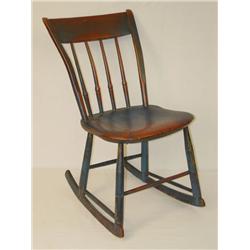 RABBIT EAR WINDSOR SIDE CHAIR W/ BLUE PAINT OVER 