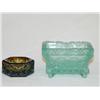 Image 1 : (2) TABLE SALT DISHES: (1) DEEP AQUA LACY MASTER 